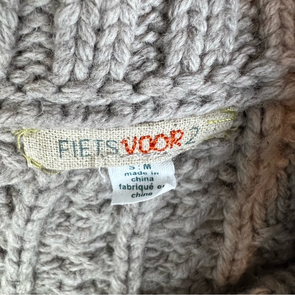 Anthropologie Fiets Voor 2 Cape Poncho Cocoon Sweater Cable Knit Medium Large - Picture 3 of 9
